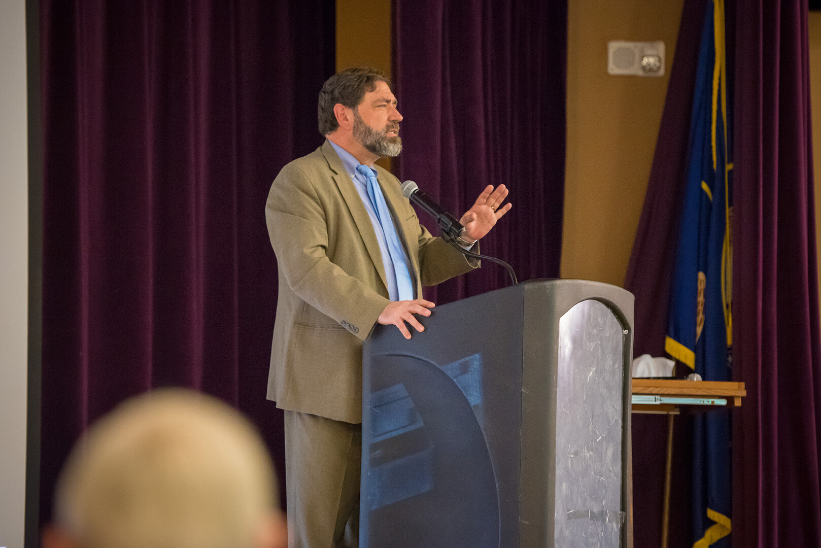 Brian S. King speaking at the Not For Rent documentary film release